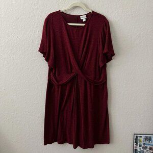 Wine short sleeve sweater dress